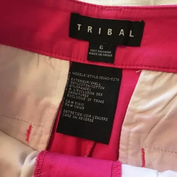 Tribal Boutique Cuffed Pink Shorts Size 6 Five Pockets - Picture 4 of 4